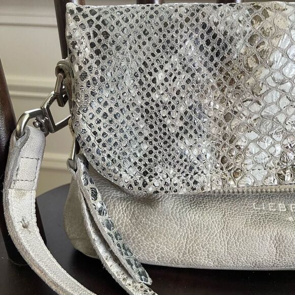 Liebeskind Berlin Nyala Goat Leather Colored Snake Crossbody Purse Bag Grey - Picture 4 of 13